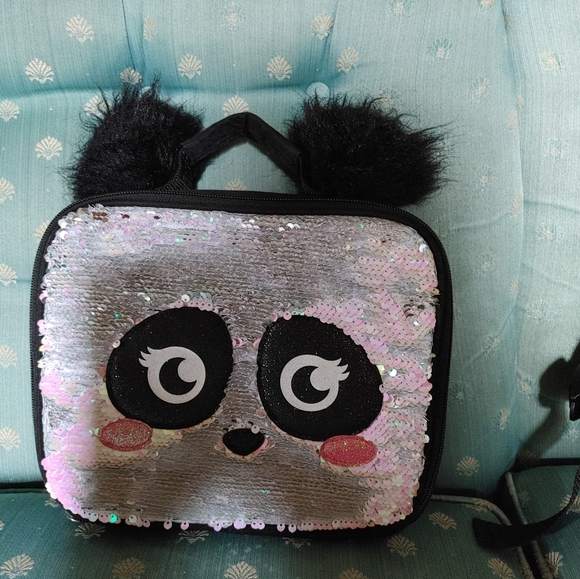 Justice brand black backpack and lunchbox with sequins - Picture 2 of 2